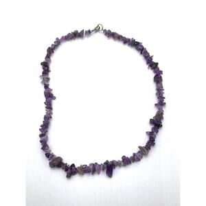 Amethyst Chips Necklace 18.5” Artisan Boho Semiprecious Stone
